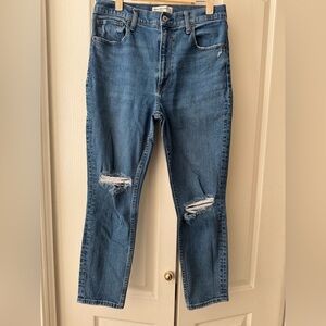 Abercrombie & Fitch Blue Ripped High Rise Skinny Jeans